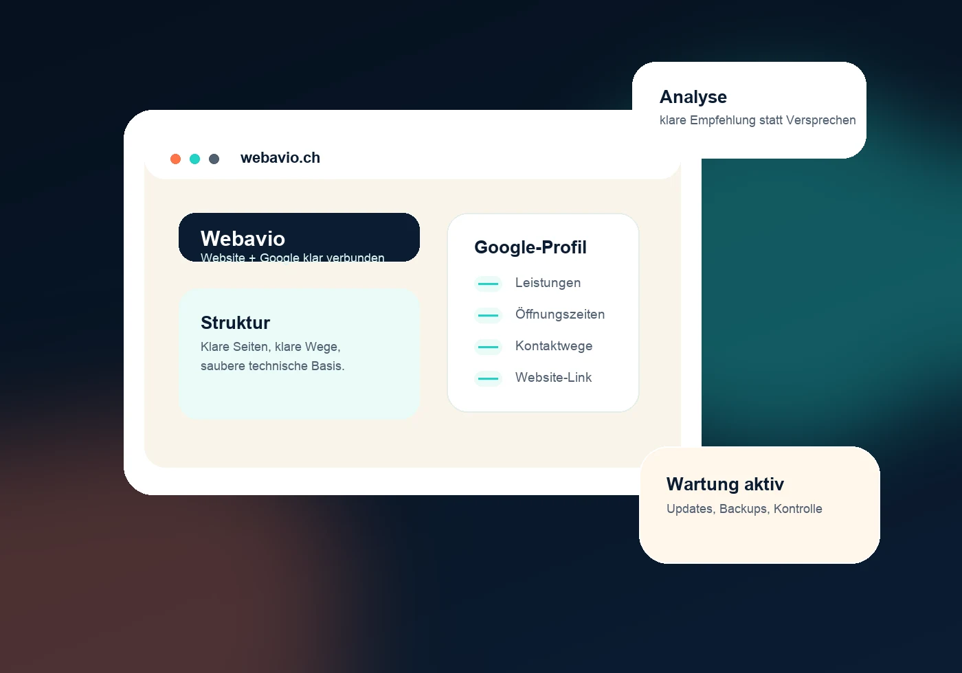 Webavio Website- und Google-Mockup